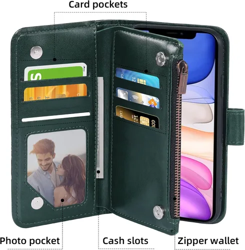 Vista 3 de Asuwish Funda de teléfono para iPhone 11 6.1 con protector de pantalla de vidrio templado y tarjetero de cuero con diseño de flores para tarjetas