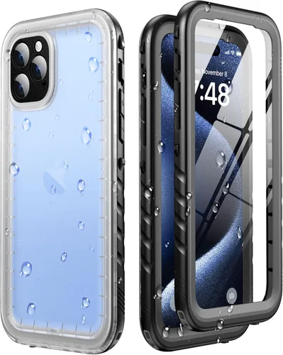 Vista 11 de SOKUSIN Funda impermeable para iPhone 13 Pro - Funda protectora de cuerpo completo con pantalla y protector de cámara incorporado, a prueba