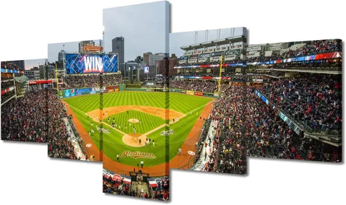 Vista 50 de TUMOVO T-MOBILE PARK - Arte de pared para sala de estar, lienzo de estadio de Seattle, 5 piezas, arte moderno de decoración de pared