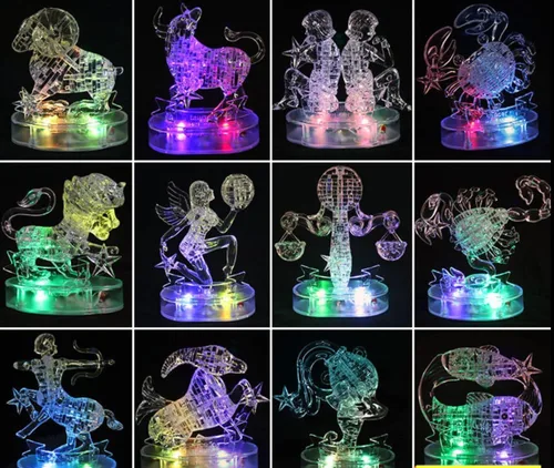 Vista 4 de Graces Dawn® Crystal Doce Constelaciones Deluxe Rompecabezas 3D Decoración de cristal colorido (Aquarius)