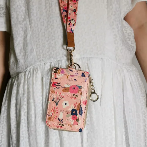 Vista 6 de bolimoss Cordón con cartera, funda de identificación con cremallera y cordón, soporte para credencial, cartera con cordón para mujer, cartera