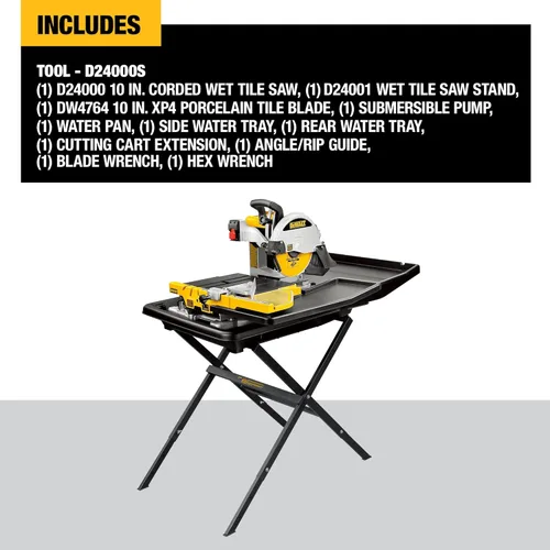 Vista 2 de DEWALT Sierra para baldosas húmedas con soporte, 10 pulgadas, con cable (D24000S)