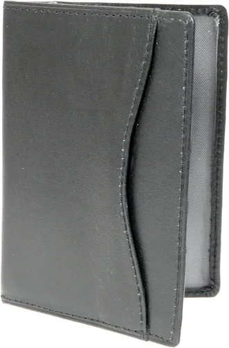 Vista 2 de Cartera de cuero genuino para pases de viaje/ostra/tarjeta de crédito - color negro, Negro