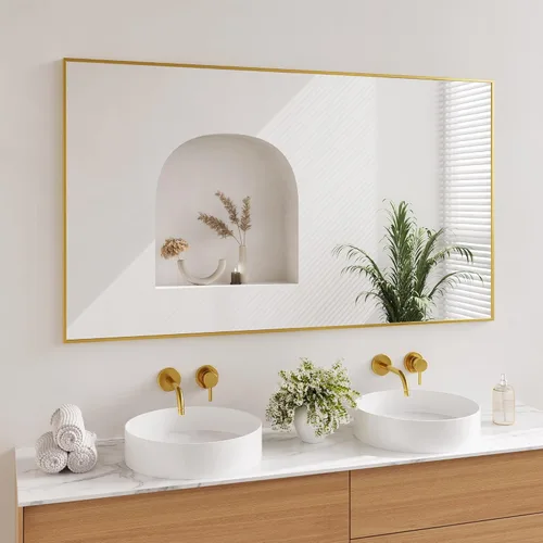 Vista 20 de Koonmi Espejos negros para pared, espejo de baño de 30 x 30 pulgadas, espejo de pared rectangular para sala de estar, dormitorio, baño, se cuelga