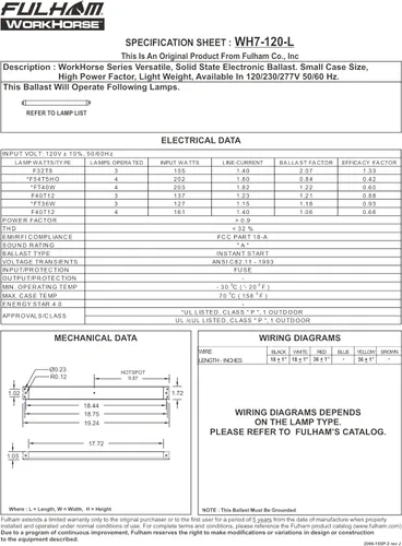 Vista 3 de Fulham Lighting WH7-120-L Workhorse 7 - Balastro fluorescente versátil, 120 V