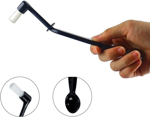 Vista 2 de Limpiador de cepillos para máquina de café, cepillo de nailon para máquina de café expreso, herramienta de limpieza de café con cuchara