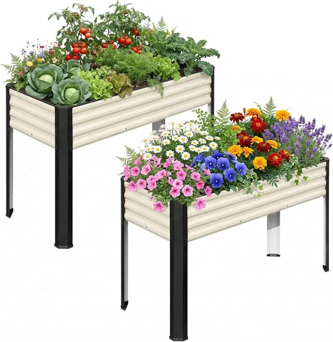 Vista 10 de SnugNiture Cama de jardín elevada con patas, 48 x 18 x 32 pulgadas, marrón