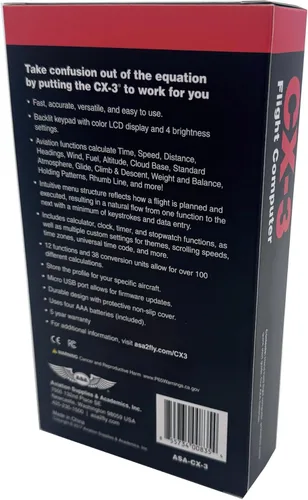 Vista 7 de ASA Computadora de vuelo CX-3 - E6B electrónica avanzada para una planificación precisa de vuelo y preparación de exámenes de la FAA