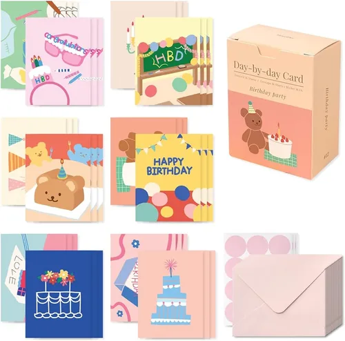 Vista 13 de Monolike Tarjeta Día a Día, 105 Luna - Mezcla de 48 mini tarjetas individuales, 24 sobres Paquete