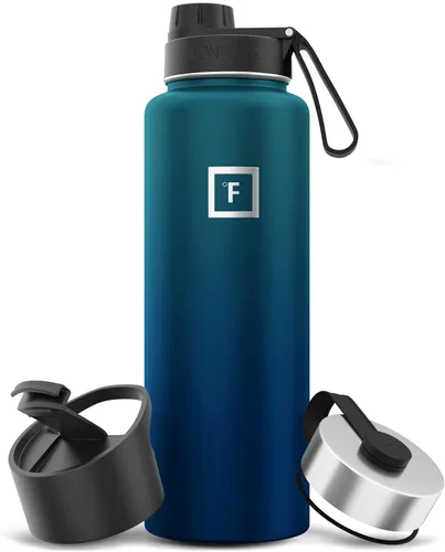 Vista 112 de IRON °FLASK - Botella deportiva de 14, 18, 22, 32, 40, 64 o 128 onzas, 3 tapas (boquilla), acero inoxidable aislado al vacío, doble pared moderna
