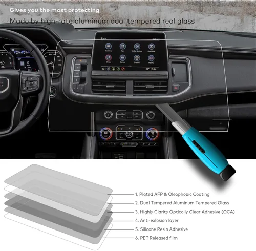 Vista 3 de Protector de pantalla de vidrio para Chevrolet Chevy Tahoe/Suburban, GMC Yukon de 10.2 pulgadas (HD transparente)