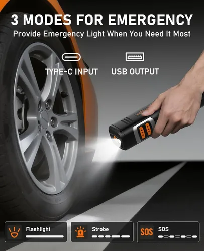Vista 8 de Inflador de neumáticos, compresor de aire portátil, bomba de aire de 150 PSI para neumáticos de automóvil, luz LED y apagado automático, bomba