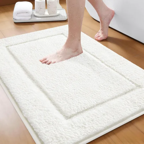 Vista 16 de Alfombras de baño de 24 x 17 pulgadas, microfibra extra suave y absorbente, parte trasera antideslizante, secado rápido, lavable a máquina, tapetes