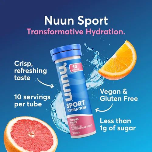 Vista 31 de Nuun Sport - Tabletas de electrolitos para una hidratación proactiva, ponche de frutas, paquete de 8 (80 porciones)