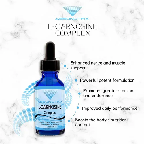 Vista 7 de Absonutrix L-Carnosina - Botella de 583 mg de 4 onzas, 200 porciones altamente potentes, gotas fáciles de consumir, alta biodisponibilidad, probada