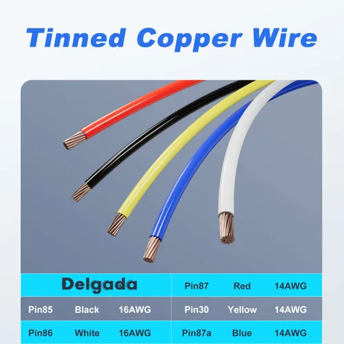 Vista 5 de Delgada Relé de 40/30 amperios 12 V impermeable para automóvil, 5 pines SPDT con juego de enchufes de arnés 14 AWG cables de cobre para barco