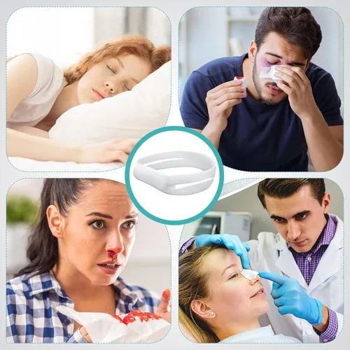 Vista 5 de Patelai 10 piezas vendas elásticas para la nariz, soporte de vendaje nasal externo con alta capacidad de absorción para nariz, blanco