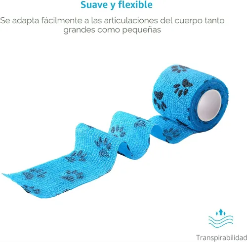 Vista 3 de WePet Envoltura para mascotas, autoadhesiva, solo se adhiere a sí misma, cinta no tejida para patas de perro, patas, heridas, gasa cohesiva