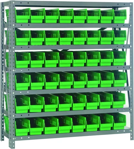Vista 39 de Quantum QSBU-245BK Heavy Duty Shelving Unit with (7) Shelves and (24) QUS245 Black Bins for Garage Warehouse Storage Distribution 400 lb Load