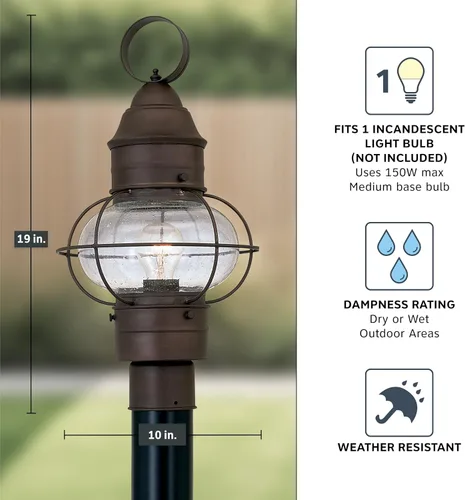 Vista 4 de Designers Fountain 1766-RT Nantucket - Farol de poste para exteriores, 10 pulgadas, Rustique