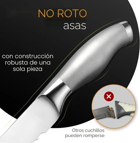 Vista 3 de Cuchillo de Pan Dentado Orblue con Borde Ondulado Súper Afilado de Acero Inoxidable Mejorado - Cortador de Pan Ideal para Rebanar Bagels Caseros