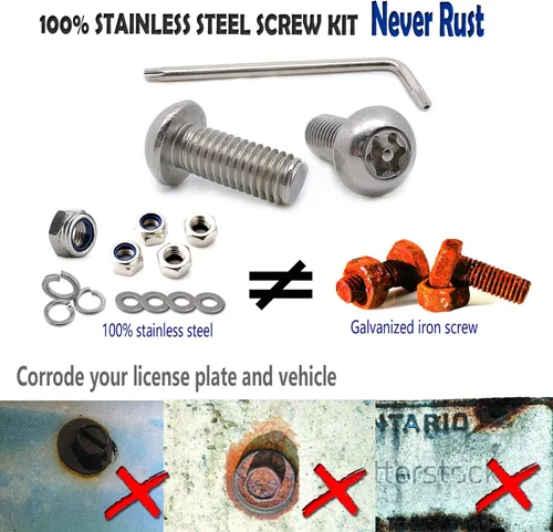 Vista 9 de Aootf Tornillos de acero inoxidable para placa de matrícula, pernos antirrobo para marco de matrícula, sujetadores resistentes a manipulaciones