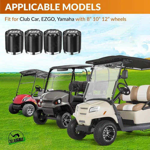 Vista 7 de Tapacubos Universal para Carrito de Golf ITP SS para Centro de Rueda, 8,10,12 Pulgadas Estilo de Inserción Tapa Central Negra para Club Car EZGO