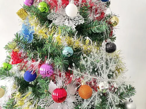 Vista 5 de Adornos de Navidad, 25 piezas de decoración de árbol, 5 acabados, bolas rojas de 1.57 pulgadas (1.575 in)