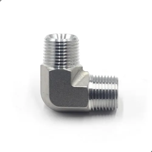 Vista 5 de HFS (R) SS304 Instalación de tubería, 90 grados Barstock Street Codo, 1/2" macho NPT x 1/2" macho NPT