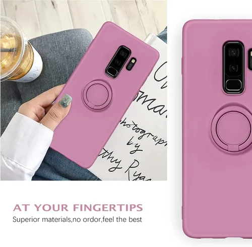 Vista 5 de KANGYA - Funda para Samsung Galaxy S9 Plus, silicona delgada, soporte con soporte de anillo de 360°, soporte para automóvil Samsung Galaxy S9+ Plus