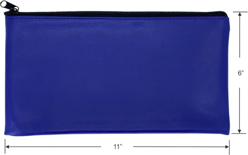 Vista 3 de Progo Blue Bank - Bolsa de seguridad con cremallera, exterior de cuero recubierto de vinilo resistente al agua con forro interior suave. Para