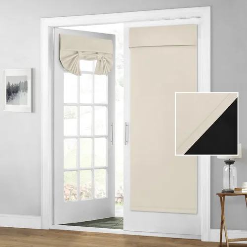 Vista 13 de HOMEIDEAS Cortinas 100% Opacas para Luces Laterales de Puerta Principal, Cubierta de Ventana de Puerta de Aula, Persianas de Privacidad