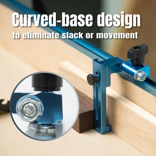 Vista 3 de POWERTEC Tope abatible ajustable de 1 a 3-1/2 pulgadas, tope de pista en T de base curva pendiente de patente para sierra ingletadora, sierra