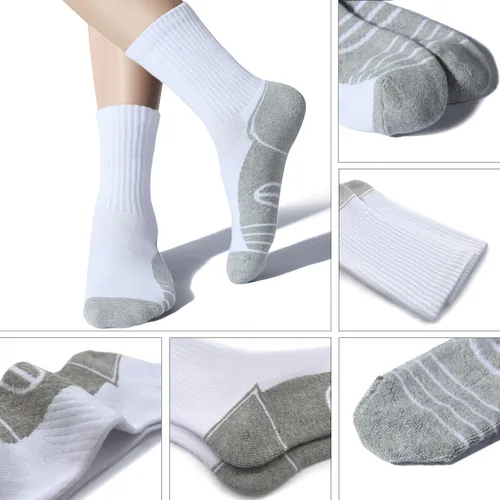 Vista 6 de Calcetines acolchados de algodón para hombre, con compresión de arco atlético, control de humedad, duraderos, cómodos, para trabajo, 6 pares