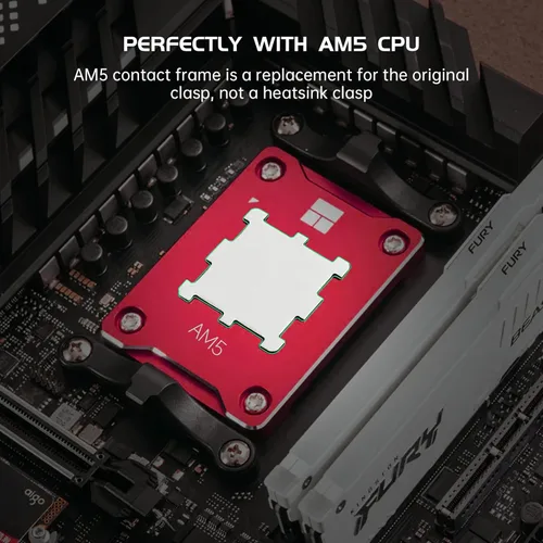 Vista 7 de AM5 CPU Contact Frame Anti-Bending Buckle para Am5 Placa de presión curva CPU Fijador de corrección de flexión de tensión (rojo)