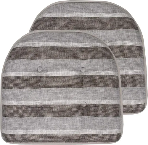 Vista 96 de Sweet Home Collection - Cojín de asiento de espuma viscoelástica y respaldo de caucho antideslizante con capitoné para silla, cojín en U, 17x16 Gris