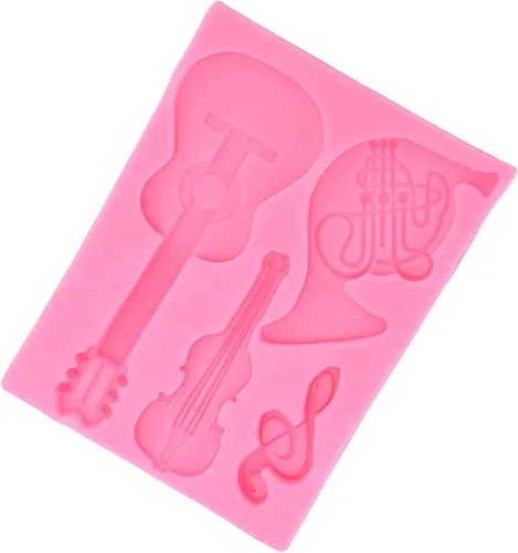 Vista 5 de Molde de silicona, forma de guitarra de bricolaje, decoración de pastel de fondant de chocolate, para el hogar, panadería, cocina