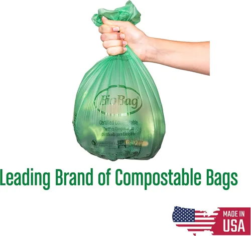 Vista 5 de Bolsas compostables para residuos de alimentos de 2.6 galones de BioBag, 100 unidades, certificadas BPI, cumplen con los estándares ASTM D6400