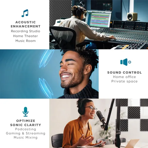 Vista 6 de Korgl® Paneles de espuma a prueba de sonido de 12 x 12 x 2 pulgadas para paredes, forma de caja de huevos con cinta adhesiva de doble cara, paneles