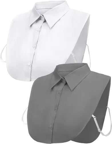 Vista 11 de Tatuo 2 piezas de cuello falso desmontable para mujer, camisas Dickey mitad falsa blusa Dickey