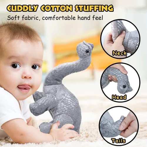 Vista 6 de TOY Life Remote Control Dinosaurs - Walking Electronic, Plush Brontosaurus & Stuffed Animal - RC Dinosaur Gift for Kids 3-7+