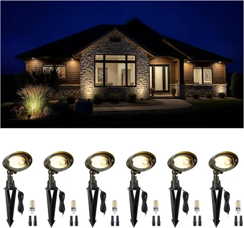 Vista 24 de Gardenreet Luz de Inundación de Latón Sólido - Luz de Lavado de Pared LED de Bajo Voltaje, 12V Impermeable para Exterior con Conexión Directa