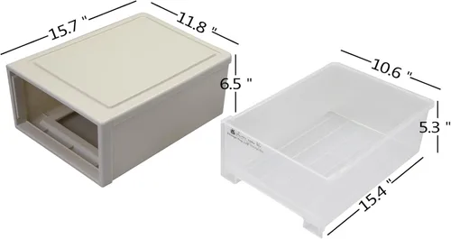 Vista 2 de Obstnny Cajón de almacenamiento de plástico, contenedor de almacenamiento apilable, 2 paquetes, 17.8 cuartos de galón
