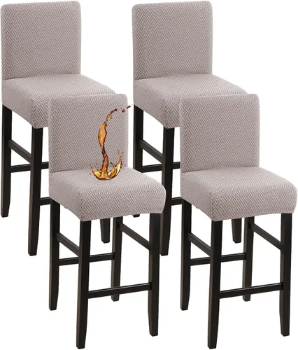 Vista 12 de YISUN - Fundas para taburete de bar, mezcla de forro polar elástico y poliéster, lavables y removibles, para taburete de bar y silla alta, con Beige