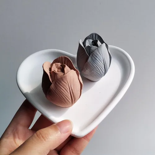 Vista 6 de Wehous Moldes de silicona de flor de tulipán 3D para velas de resina floral 3D, molde para decoración de pasteles de chocolate, molde de decoración