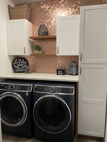 Vista 4 de Azulejos hexagonales para despegar y pegar, panel de textura de aluminio cepillado de cobre claro, azulejos de mosaico autoadhesivos para cocina