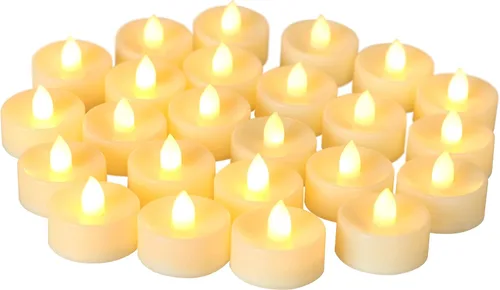 Vista 7 de CANDLE CHOICE Velas de té sin llama que funcionan con pilas, velas LED parpadeantes brillantes para centros de mesa de boda, Halloween, Acción
