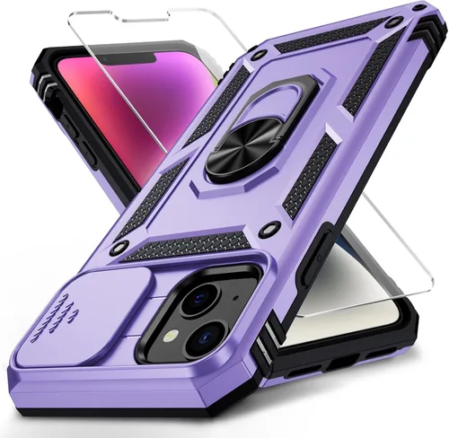 Vista 20 de Weycolor for iPhone 14 Case with Camera Lens Cover, HD Screen Protector, 10 FT Military Grade Drop Protection, Magnetic Ring Holder Kickstand