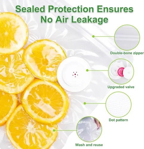 Vista 4 de FIRAWER Bolsas reutilizables de sellado al vacío - Bolsas de almacenamiento de alimentos libres de BPA, herméticas para Sous Vide, congelador
