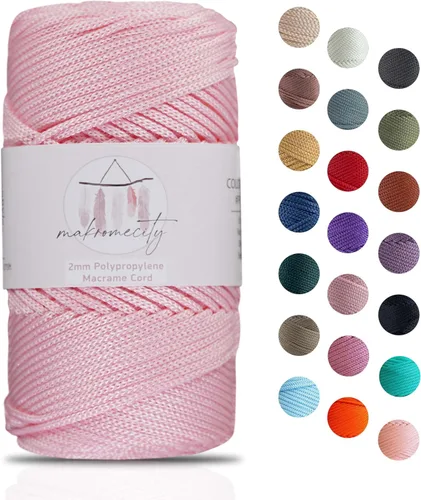 Vista 11 de Makromecity, Cordón de macramé de poliéster de 2 mm x 38 metros (125 yardas) 2 mm de polipropileno, cordón de macramé para crochet, bolsa